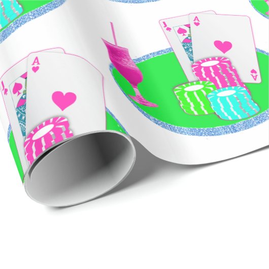 ラスベガスカジノブラックジャックテーブルカードトランプのポーカーチップ ラッピングペーパー (ロールコーナー)