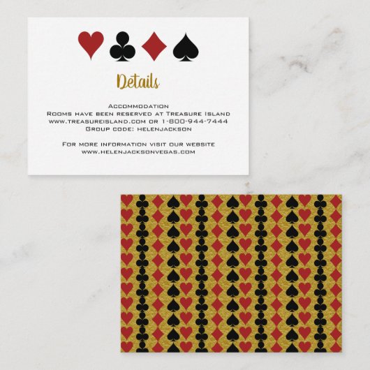 ラスベガスカジノブラック金ゴールドホワイト結婚ズ詳細 エンクロージャーカード (正面/裏面)