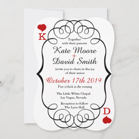 ラスベガスカジノモダンシックなフォトウェディングイベント 招待状 (正面)