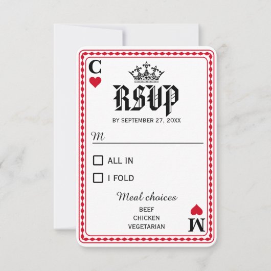 ラスベガスカジノ遊のカードウェディングRSVP 出欠カード (正面)