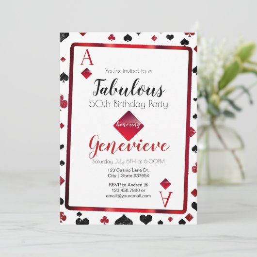 ラスベガスカジノ50アンドファブラス誕生日 招待状 (スタンド正面)