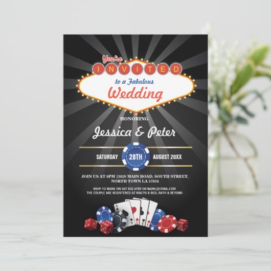 ラスベガスカジ結婚ノサイコロパーティー招待状 招待状 (スタンド正面)