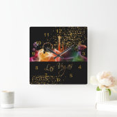 ラスベガスカラフルスカイライン スクエア壁時計 (ホーム)