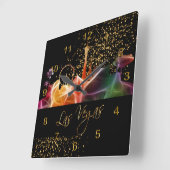 ラスベガスカラフルスカイライン スクエア壁時計 (傾斜)