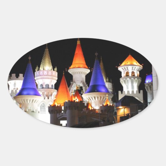 ラスベガスキャッスルホテルゲーミングベガスシカラフルティ 楕円形シール (正面)