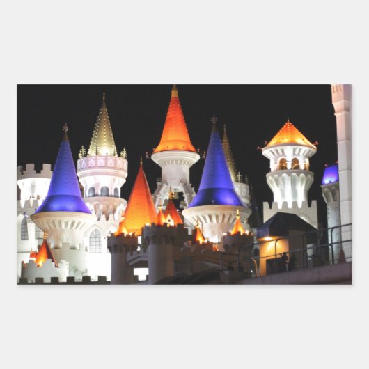 ラスベガスキャッスルホテルゲーミングベガスシカラフルティ 長方形シール (正面)