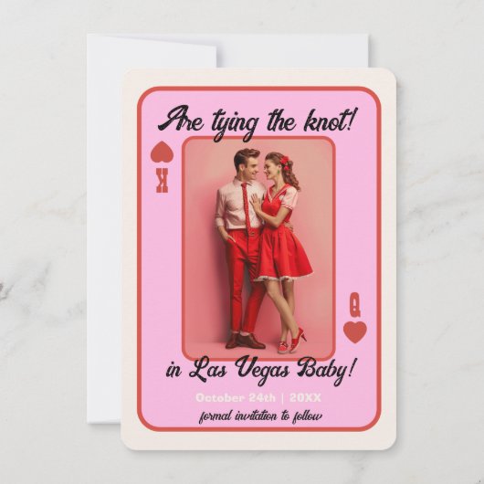 ラスベガスキングクイーンハート日付写真を保存 招待状 (裏面)