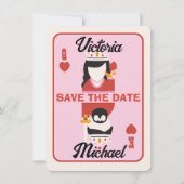 ラスベガスキングクイーンハート日付写真を保存 招待状 (正面)