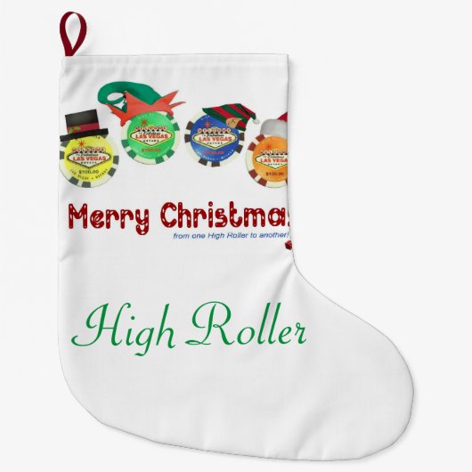ラスベガスクリスマスストッキング。高ローラー ラージクリスマスストッキング (正面)