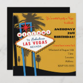 ラスベガスゴールデンカラーバースデーパーティ招待状 招待状 (正面/裏面)