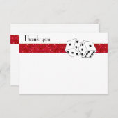 ラスベガスサイコロテーマフラットサンキューレッド ノートカード (正面/裏面)