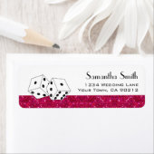 ラスベガスサイコロテーマホットピンクフェイクグリッター ラベル (インサイチュ)