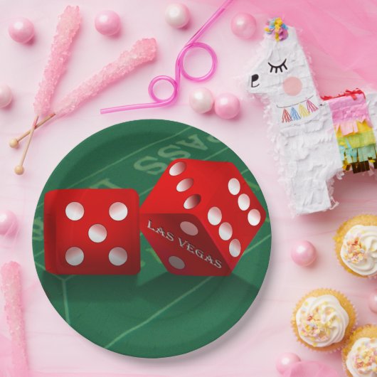 ラスベガスサイコロ付きクラップステーブル ペーパープレート (パーティー)