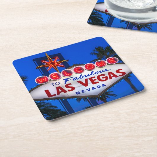 ラスベガスサインへようこそ スクエアペーパーコースター (アングル)