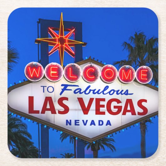 ラスベガスサインへようこそ スクエアペーパーコースター (正面)