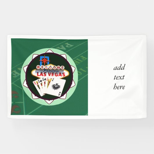 ラスベガスサインアンドツーキングストランプのポーカーチップ 横断幕 (横)