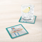 ラスベガスサインア縁どク スクエアペーパーコースター (インサイチュ)