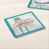 ラスベガスサインア縁どク スクエアペーパーコースター (アングル)