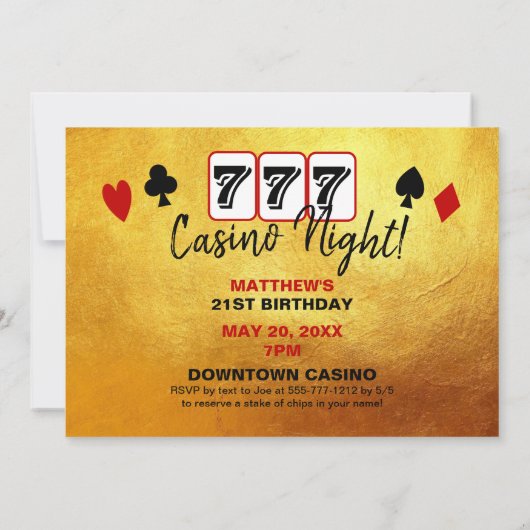 ラスベガスサインカジノナイトパーティー 招待状 (裏面)