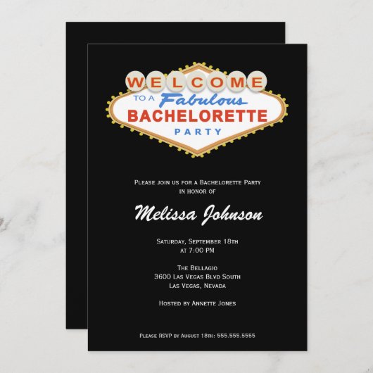 ラスベガスサインバチェロレッテ招待状 招待状 (正面/裏面)