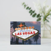 ラスベガスサインレトロネオンサイン葉書へようこそ ポストカード (スタンド正面)