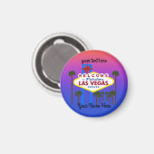 ラスベガスサイン#3ラウンドマグネットへようこそ マグネット (正面/裏面)