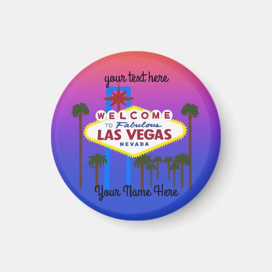ラスベガスサイン#3ラウンドマグネットへようこそ マグネット (正面)