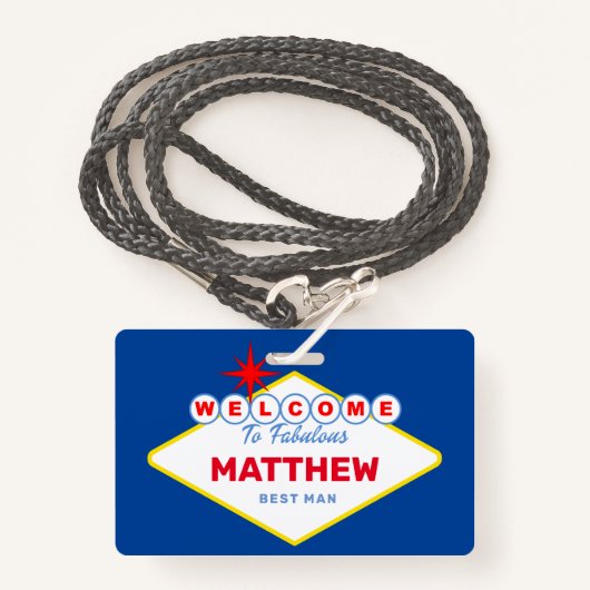 ラスベガスサインVIPパスバチュラーパーティ招待状 バッジ (正面ランヤード)