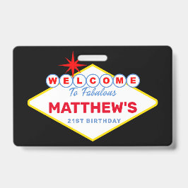 ラスベガスサインVIP誕生日パーティーの招待状を渡す バッジ