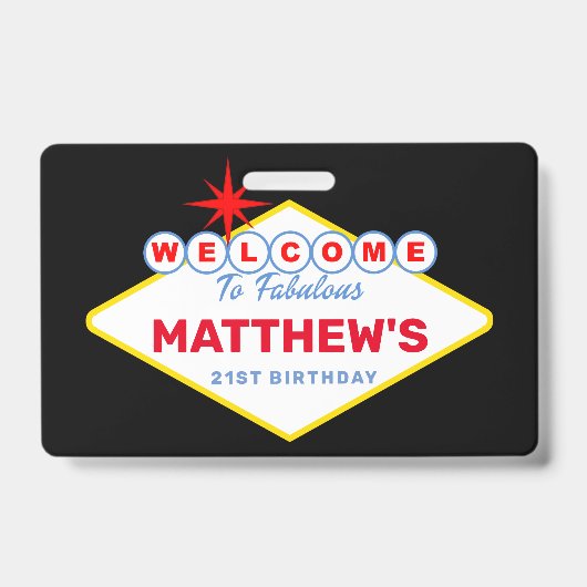 ラスベガスサインVIP誕生日パーティーの招待状を渡す バッジ (正面)