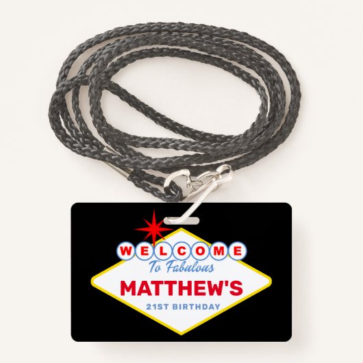 ラスベガスサインVIP誕生日パーティーの招待状を渡す バッジ (正面ランヤード)