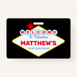 ラスベガスサインVIP誕生日パーティーの招待状を渡す バッジ