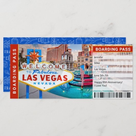ラスベガスサプライズトリップボーディングパスギフトチケット (正面/裏面)
