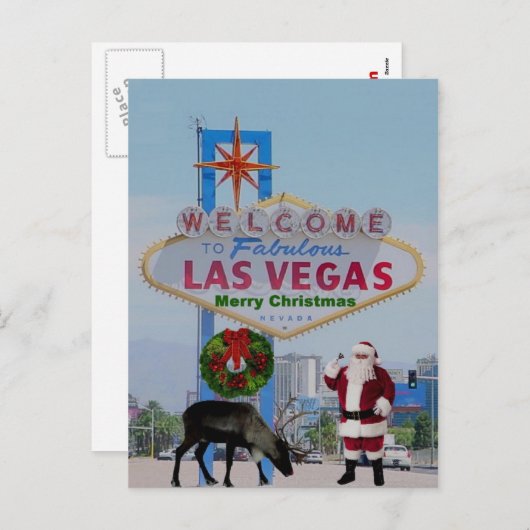 ラスベガスサンタ&ロドルフメリークリスマスポストカード シーズンポストカード (正面/裏面)