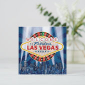 ラスベガスシティスカイライン モダン ユニーク バースデー インビテ 招待状 (スタンド正面)
