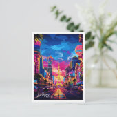 ラスベガスシティネバダトラベルヴィンテージイラストレーション ポストカード (スタンド正面)