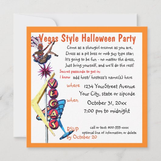 ラスベガスショーガールハローウィンパーティ 招待状 (正面)