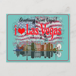 ラスベガススカイラインアメリカ国旗からの挨拶 シーズンポストカード