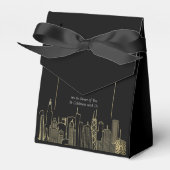 ラスベガススカイラインブラック金ゴールドエレガントウェディング フェイバーボックス (正面サイド)