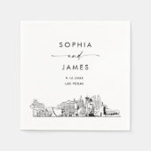 ラスベガススカイラインモダン結婚のカクテル スタンダードカクテルナプキン (正面)