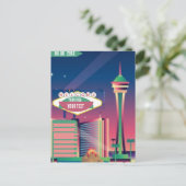 ラスベガススカイライン印刷可能なCityscapeラインの壁A ポストカード (スタンド正面)
