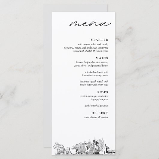 ラスベガススカイライン結婚のディナーメニュー メニュー (正面/裏面)