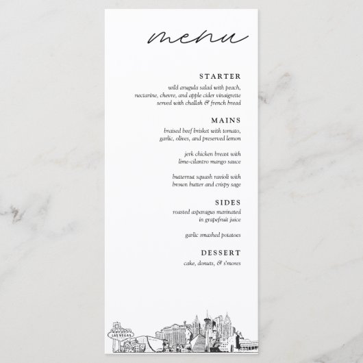 ラスベガススカイライン結婚のディナーメニュー メニュー (正面)