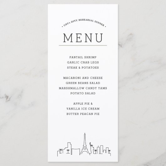 ラスベガススカイライン | の結婚イベントディナーメニュー メニュー (正面)