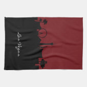 ラスベガススカイライン |濃い赤 キッチンタオル (横)