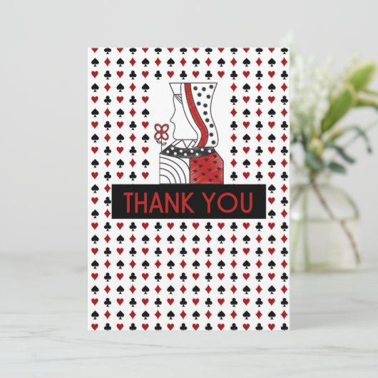 ラスベガススタイルの感謝カード プレイイングカードのQUEEN サンキューカード (スタンド正面)