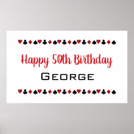 ラスベガススタイルカジノカードスーツ誕生日 ポスター