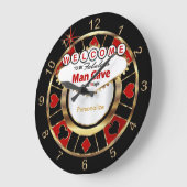ラスベガススタイルマンケーブへようこそ! ラージ壁時計 (傾斜)