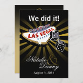ラスベガススターバストウエディングレセプション金ゴールドブラック 招待状 (正面/裏面)