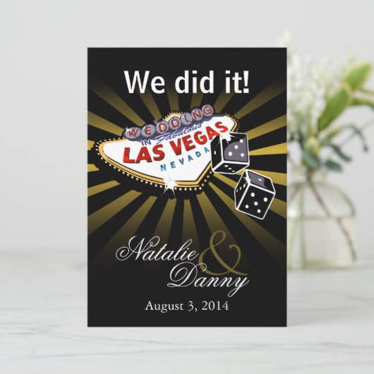 ラスベガススターバストウエディングレセプション金ゴールドブラック 招待状 (スタンド正面)